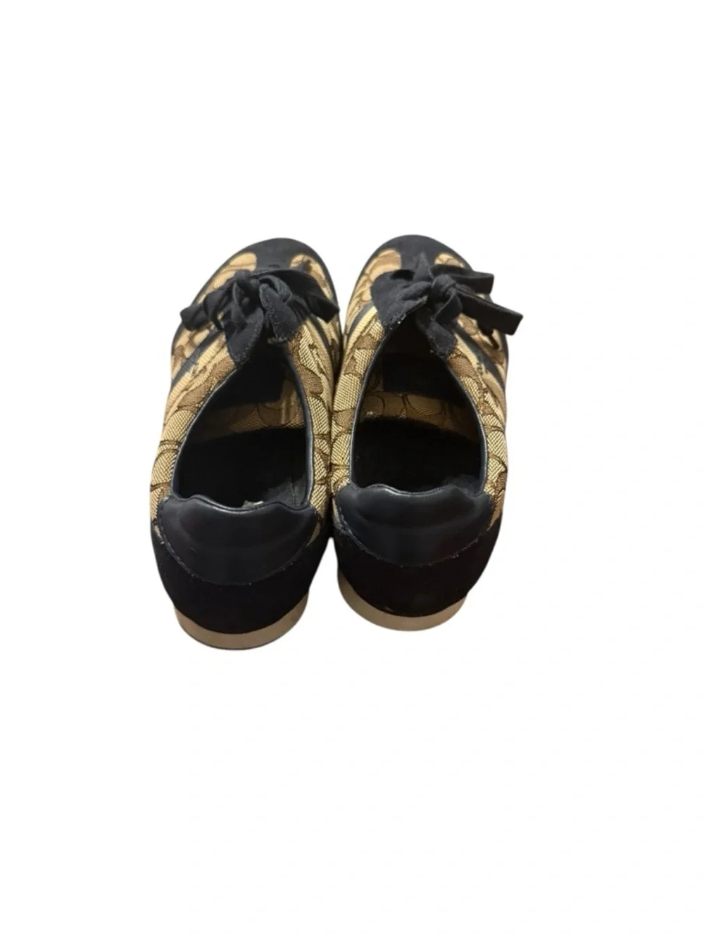 Coach' Signature Canvas & Suede Sneakers in Tan/Black size 7